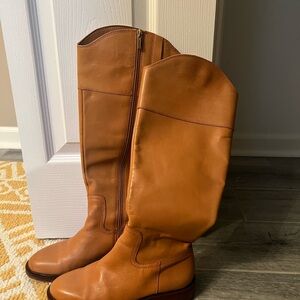 Tan Knee-High Leather Boots